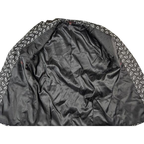 Mens Leonardi Blazer Size 3X Paisley Gray White Double Back Vent - Picture 6 of 11